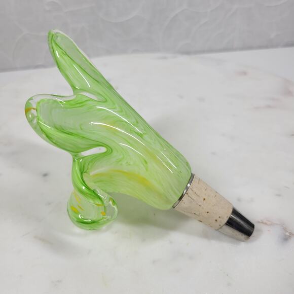 Vtg Murano 3pcs Crystal Flower Cork Stopper Pink Blue Green Hand Blown Art Glass - Picture 11 of 12